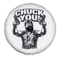 Chuck You Funny Action Legend Spare Tire Cover Tough Guy Meme Dual Guns Retro Humor for Patriotic Fans