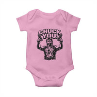 Chuck You Funny Action Legend Baby Onesie Tough Guy Meme Dual Guns Retro Humor for Patriotic Fans