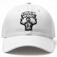 Chuck You Funny Action Legend Baseball Cap Tough Guy Meme Dual Guns Retro Humor for Patriotic Fans