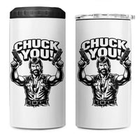 Chuck You Funny Action Legend 4 in 1 Can Cooler Tumbler Tough Guy Meme Dual Guns Retro Humor for Patriotic Fans