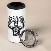 Chuck You Funny Action Legend 4 in 1 Can Cooler Tumbler Tough Guy Meme Dual Guns Retro Humor for Patriotic Fans