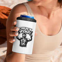 Chuck You Funny Action Legend 4 in 1 Can Cooler Tumbler Tough Guy Meme Dual Guns Retro Humor for Patriotic Fans