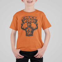 Chuck You Funny Action Legend T Shirt For Kid Tough Guy Meme Dual Guns Retro Humor for Patriotic Fans
