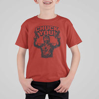 Chuck You Funny Action Legend T Shirt For Kid Tough Guy Meme Dual Guns Retro Humor for Patriotic Fans