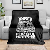 Unpaid Peaceful Protester Vintage Floral Peace Throw Blanket Hippie Style Activist Retro Anti War Boho Protest