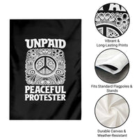 Unpaid Peaceful Protester Vintage Floral Peace Garden Flag Hippie Style Activist Retro Anti War Boho Protest