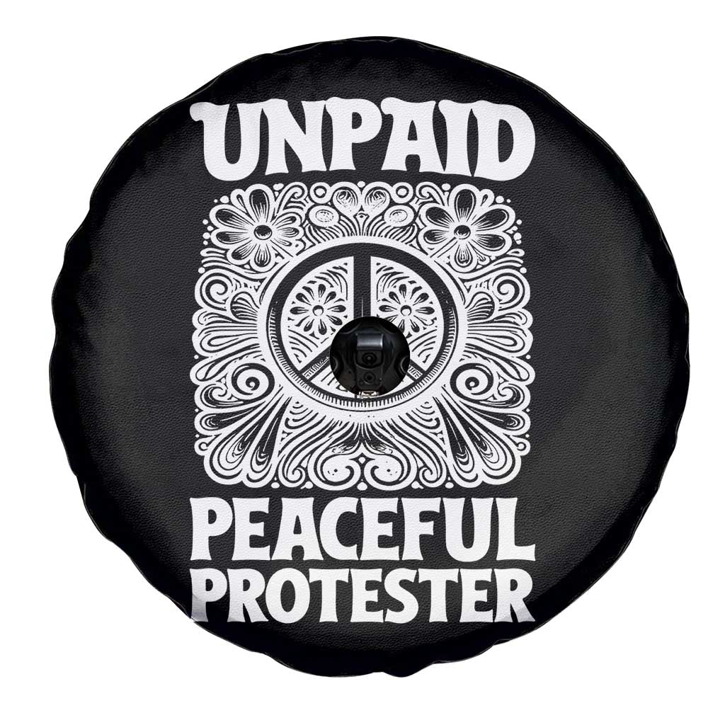 Unpaid Peaceful Protester Vintage Floral Peace Spare Tire Cover Hippie Style Activist Retro Anti War Boho Protest