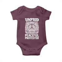Unpaid Peaceful Protester Vintage Floral Peace Baby Onesie Hippie Style Activist Retro Anti War Boho Protest