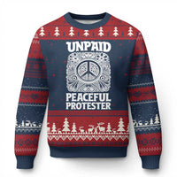 Unpaid Peaceful Protester Vintage Floral Peace Ugly Christmas Sweater Hippie Style Activist Retro Anti War Boho Protest