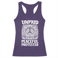 Unpaid Peaceful Protester Vintage Floral Peace Racerback Tank Top Hippie Style Activist Retro Anti War Boho Protest