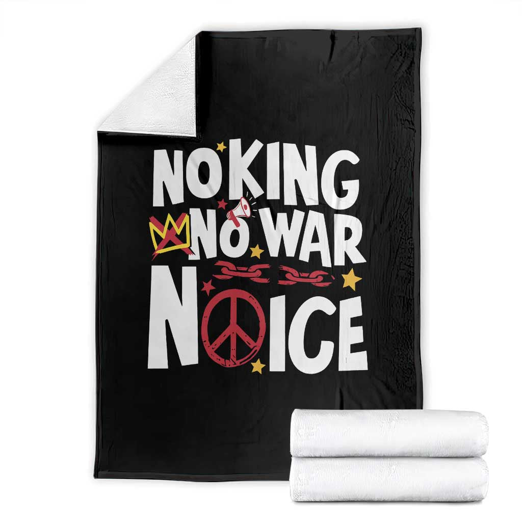 No Kings No Wars No Ice Bold Typography Throw Blanket Peace Symbol Anti War Activist Human Rights