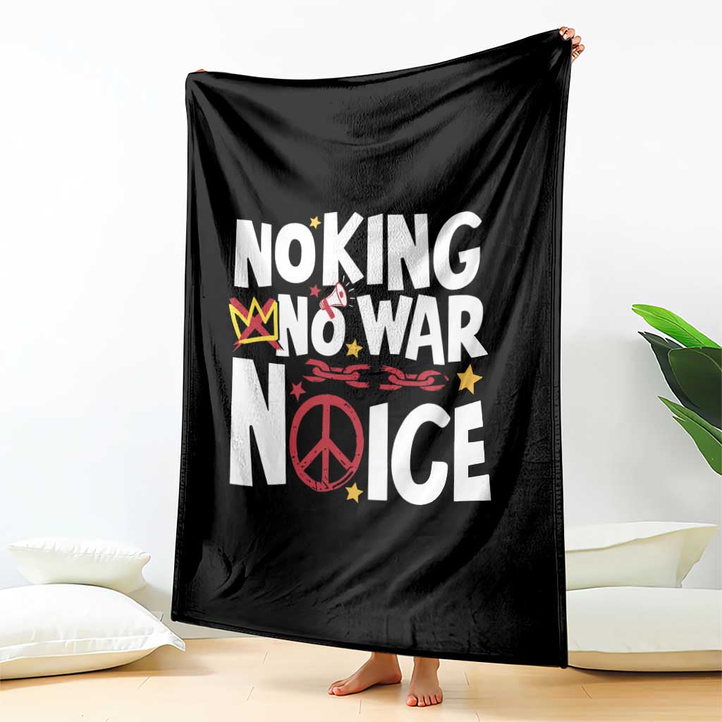 No Kings No Wars No Ice Bold Typography Throw Blanket Peace Symbol Anti War Activist Human Rights