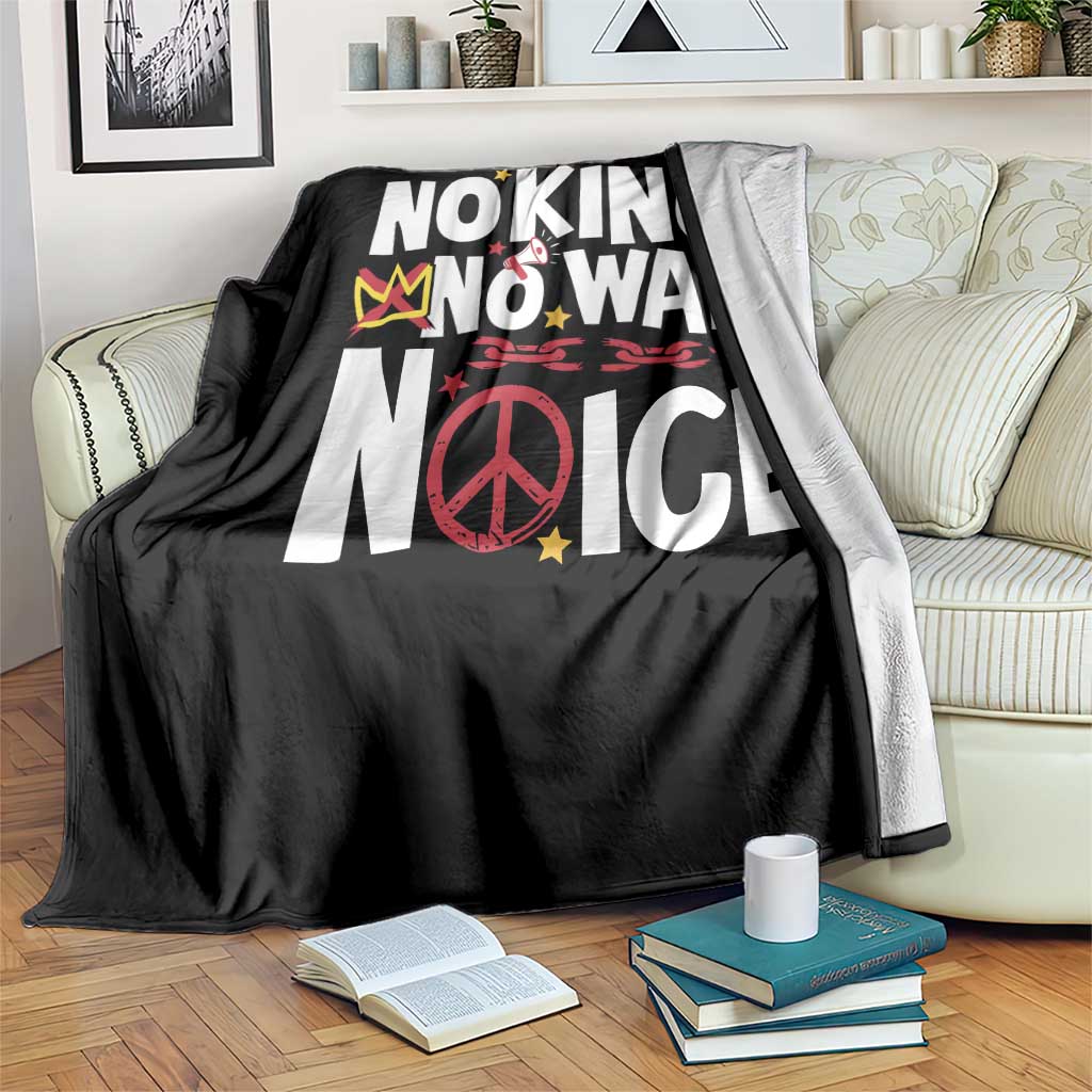 No Kings No Wars No Ice Bold Typography Throw Blanket Peace Symbol Anti War Activist Human Rights