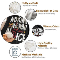 No Kings No Wars No Ice Bold Typography Throw Blanket Peace Symbol Anti War Activist Human Rights