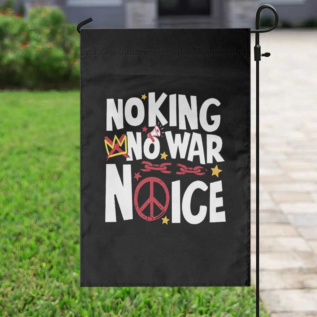 No Kings No Wars No Ice Bold Typography Garden Flag Peace Symbol Anti War Activist Human Rights