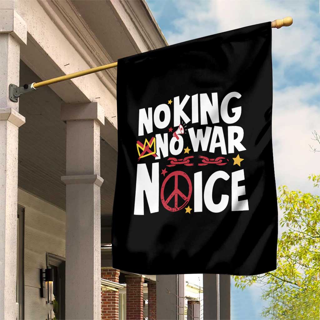 No Kings No Wars No Ice Bold Typography Garden Flag Peace Symbol Anti War Activist Human Rights
