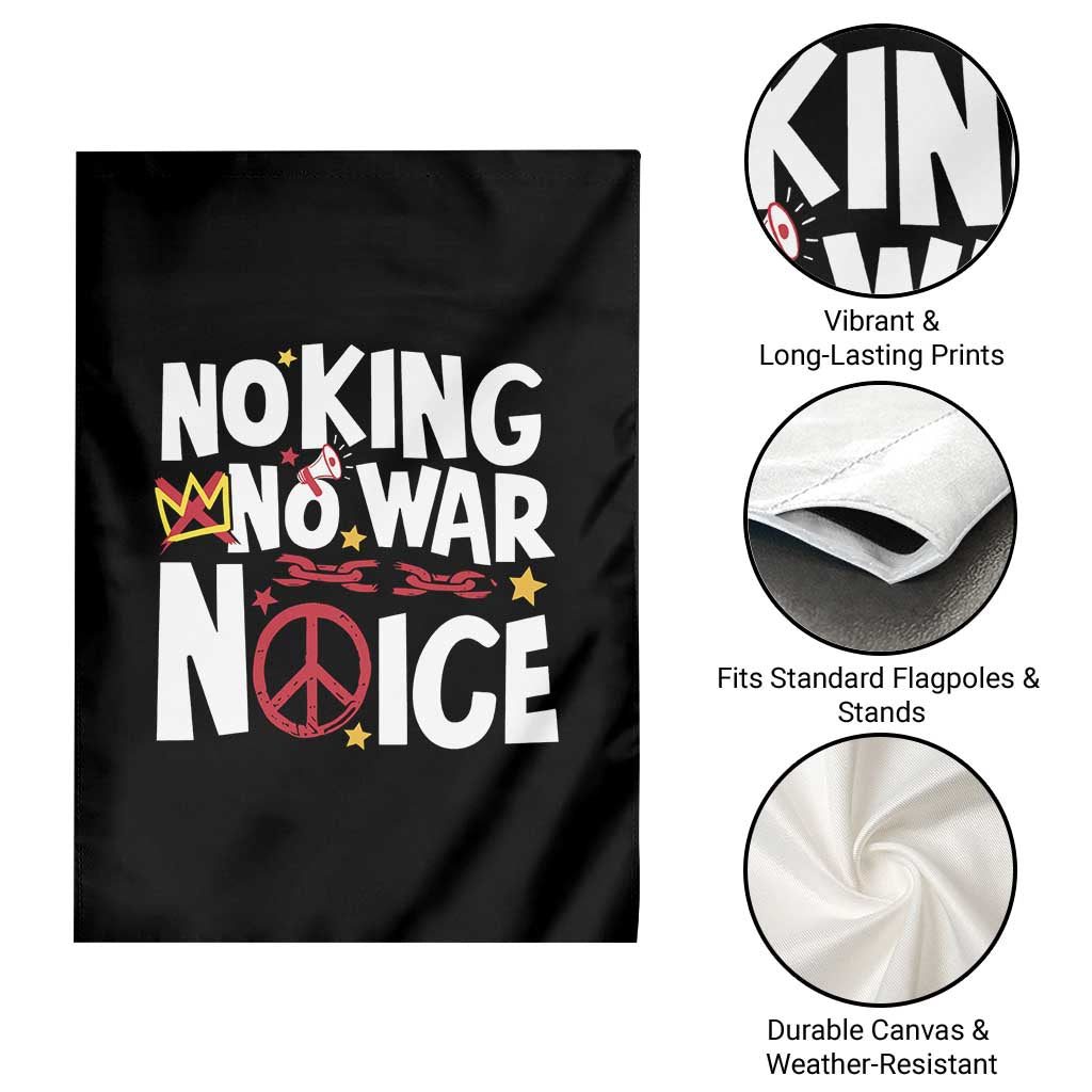 No Kings No Wars No Ice Bold Typography Garden Flag Peace Symbol Anti War Activist Human Rights