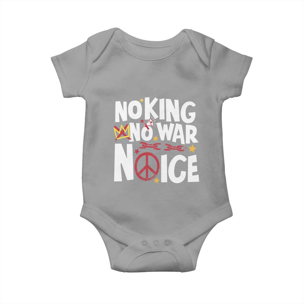 No Kings No Wars No Ice Bold Typography Baby Onesie Peace Symbol Anti War Activist Human Rights