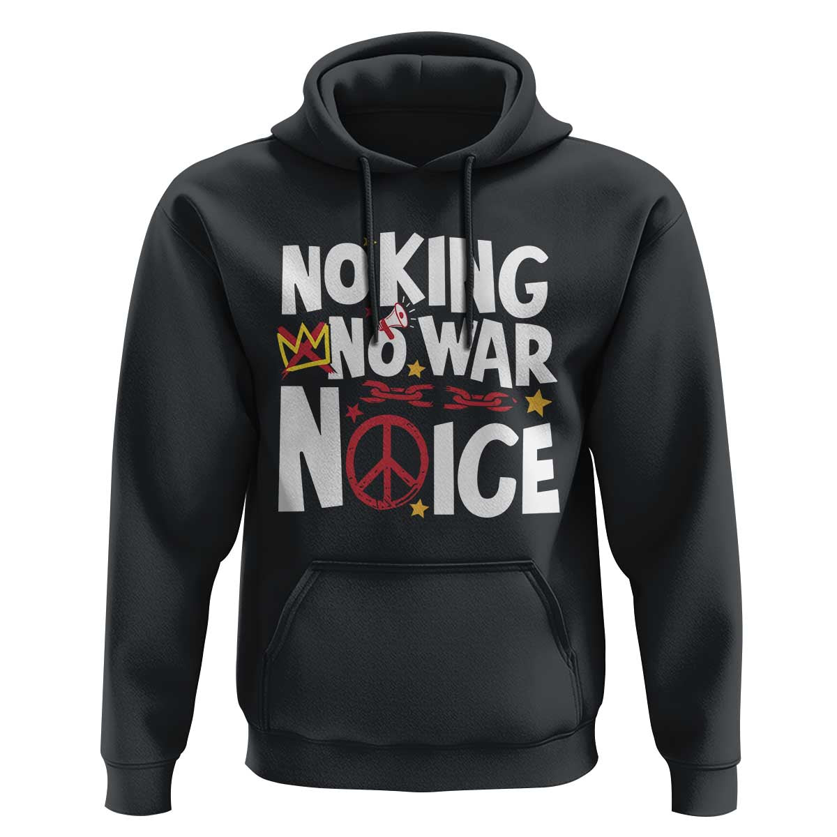 No Kings No Wars No Ice Bold Typography Hoodie Peace Symbol Anti War Activist Human Rights