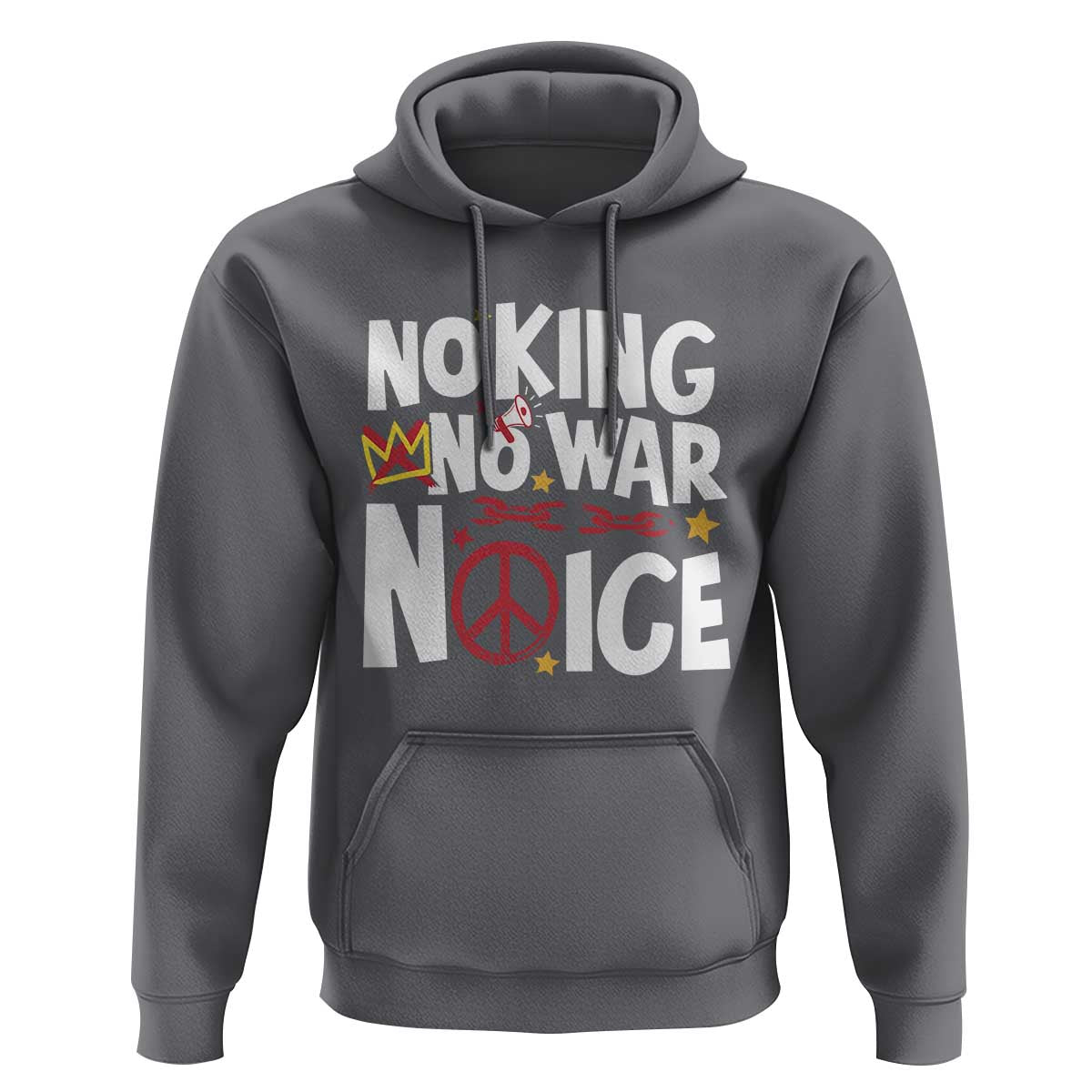 No Kings No Wars No Ice Bold Typography Hoodie Peace Symbol Anti War Activist Human Rights