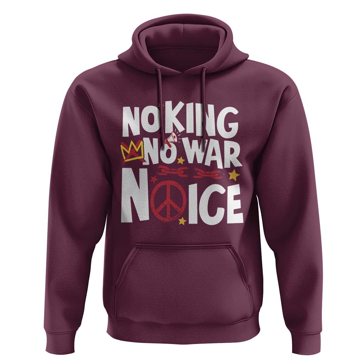 No Kings No Wars No Ice Bold Typography Hoodie Peace Symbol Anti War Activist Human Rights