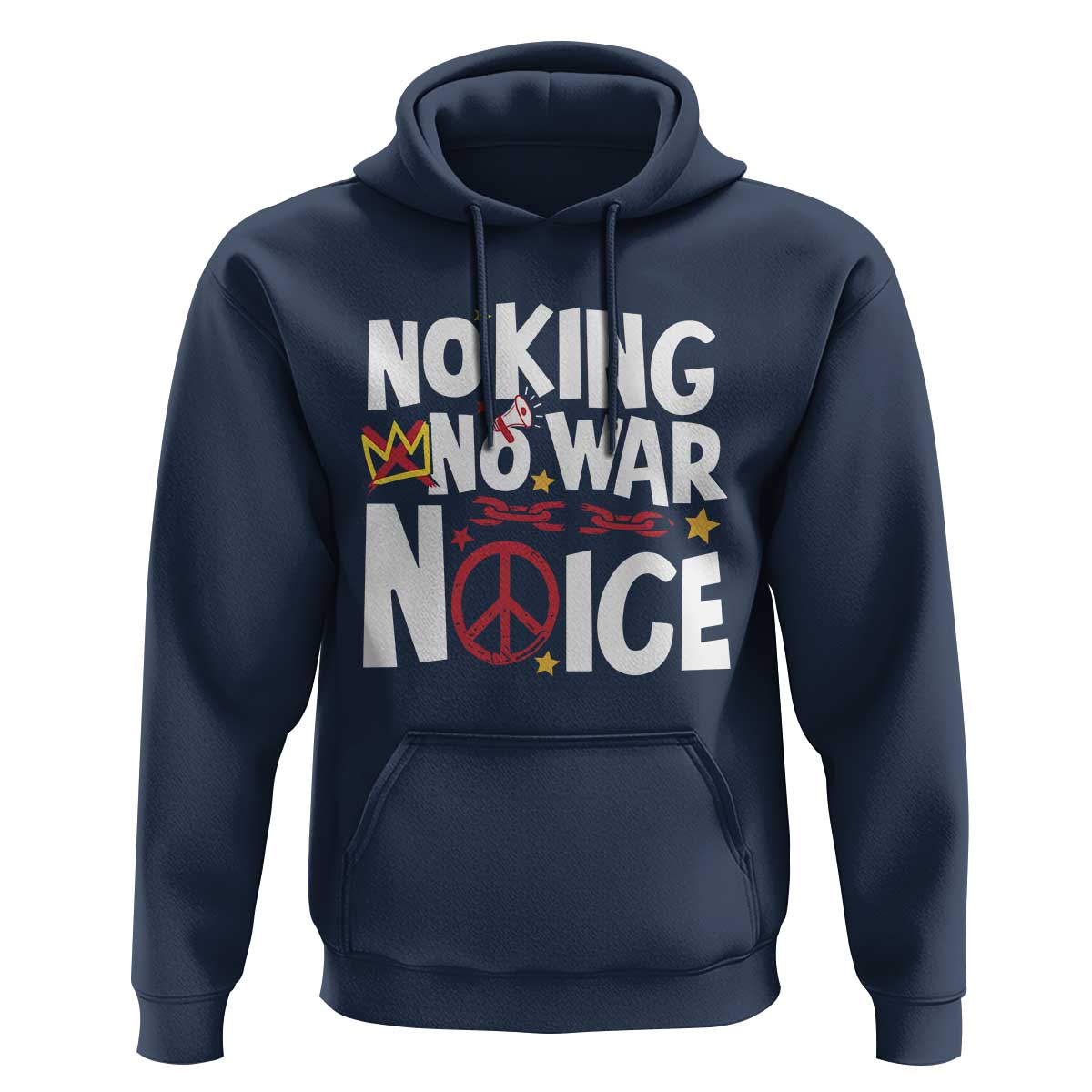 No Kings No Wars No Ice Bold Typography Hoodie Peace Symbol Anti War Activist Human Rights