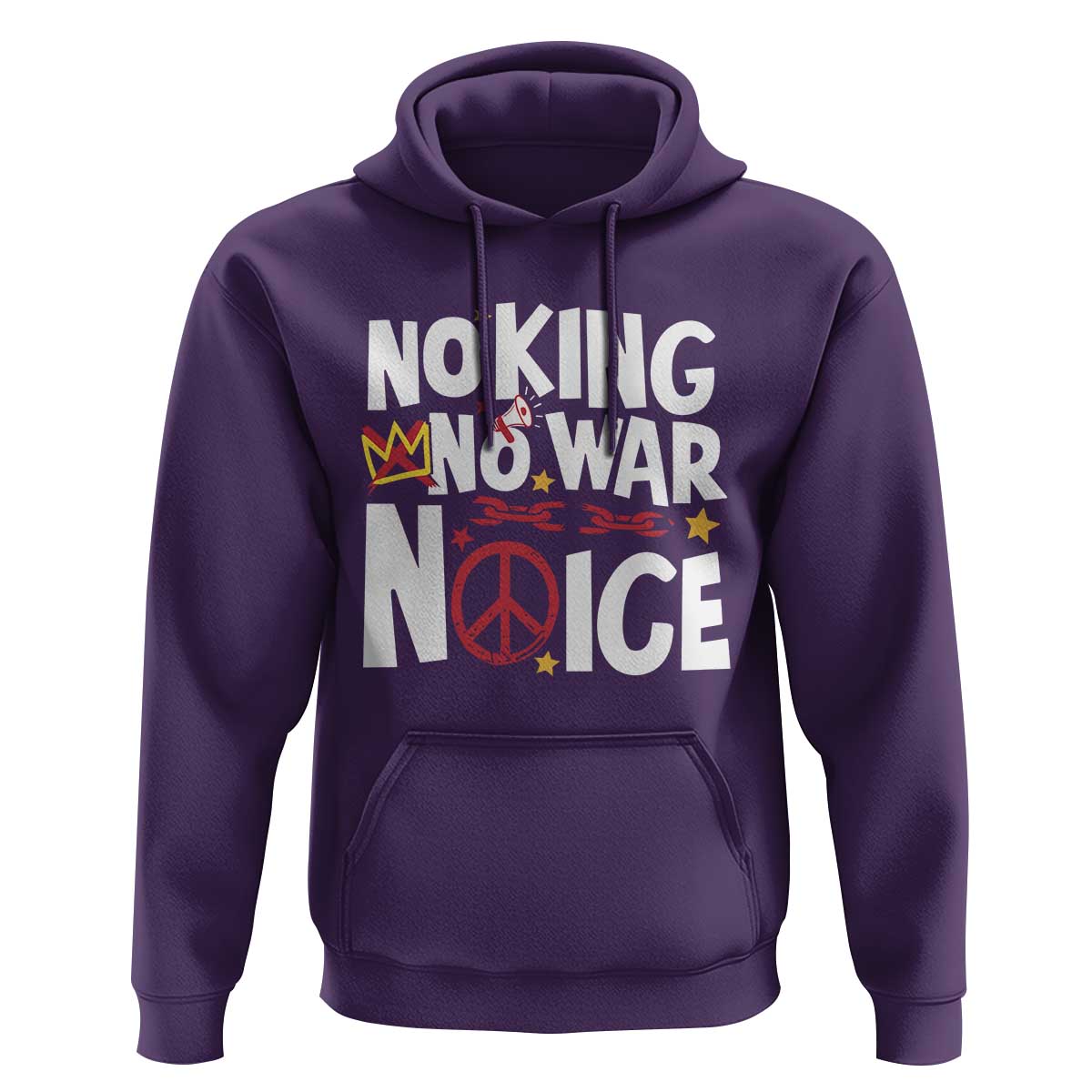 No Kings No Wars No Ice Bold Typography Hoodie Peace Symbol Anti War Activist Human Rights