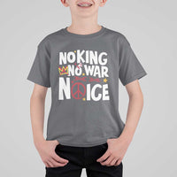 No Kings No Wars No Ice Bold Typography T Shirt For Kid Peace Symbol Anti War Activist Human Rights