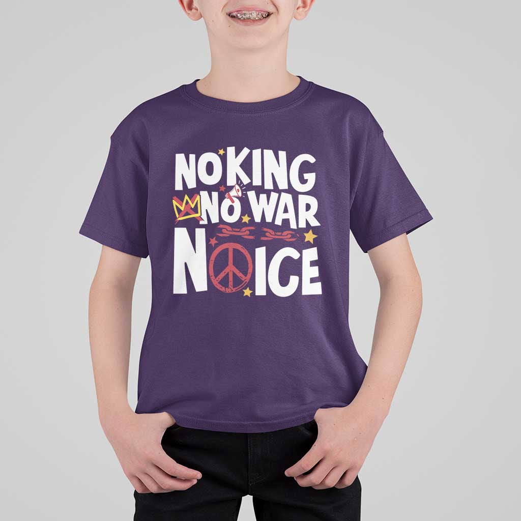 No Kings No Wars No Ice Bold Typography T Shirt For Kid Peace Symbol Anti War Activist Human Rights