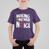 No Kings No Wars No Ice Bold Typography T Shirt For Kid Peace Symbol Anti War Activist Human Rights
