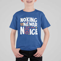 No Kings No Wars No Ice Bold Typography T Shirt For Kid Peace Symbol Anti War Activist Human Rights