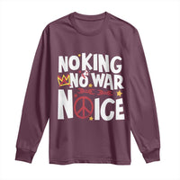 No Kings No Wars No Ice Bold Typography Long Sleeve Shirt Peace Symbol Anti War Activist Human Rights