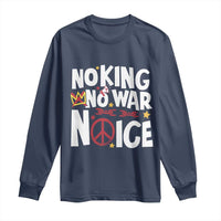 No Kings No Wars No Ice Bold Typography Long Sleeve Shirt Peace Symbol Anti War Activist Human Rights