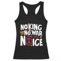 No Kings No Wars No Ice Bold Typography Racerback Tank Top Peace Symbol Anti War Activist Human Rights