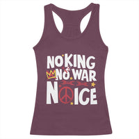 No Kings No Wars No Ice Bold Typography Racerback Tank Top Peace Symbol Anti War Activist Human Rights