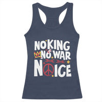 No Kings No Wars No Ice Bold Typography Racerback Tank Top Peace Symbol Anti War Activist Human Rights