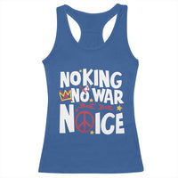 No Kings No Wars No Ice Bold Typography Racerback Tank Top Peace Symbol Anti War Activist Human Rights