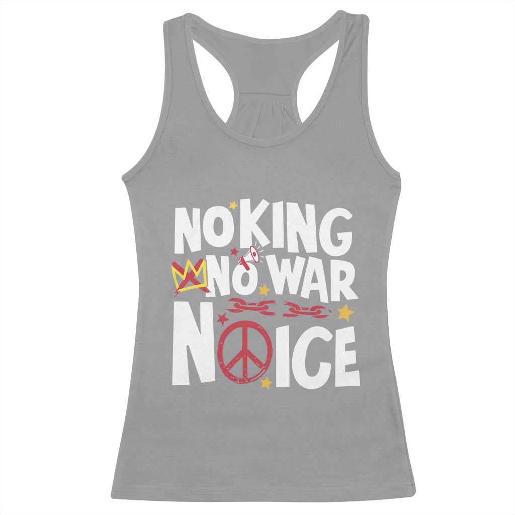 No Kings No Wars No Ice Bold Typography Racerback Tank Top Peace Symbol Anti War Activist Human Rights