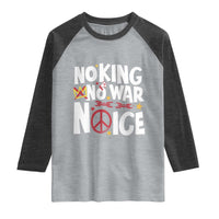 No Kings No Wars No Ice Bold Typography Raglan Shirt Peace Symbol Anti War Activist Human Rights