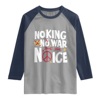 No Kings No Wars No Ice Bold Typography Raglan Shirt Peace Symbol Anti War Activist Human Rights