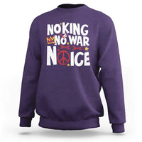 No Kings No Wars No Ice Bold Typography Sweatshirt Peace Symbol Anti War Activist Human Rights