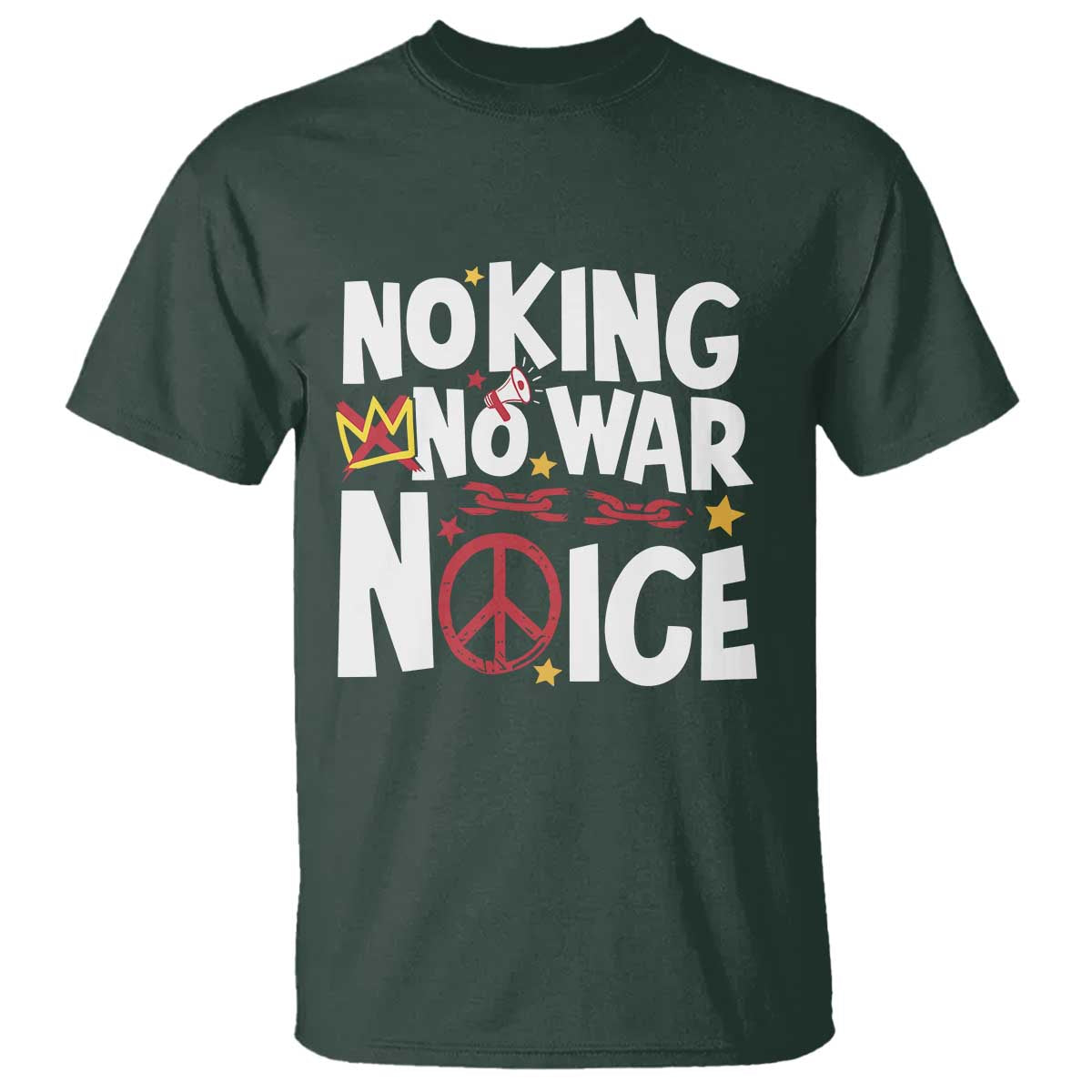 No Kings No Wars No Ice Bold Typography T Shirt Peace Symbol Anti War Activist Human Rights