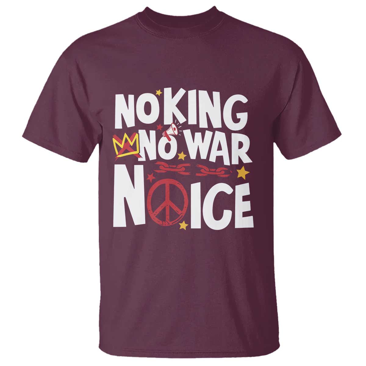 No Kings No Wars No Ice Bold Typography T Shirt Peace Symbol Anti War Activist Human Rights