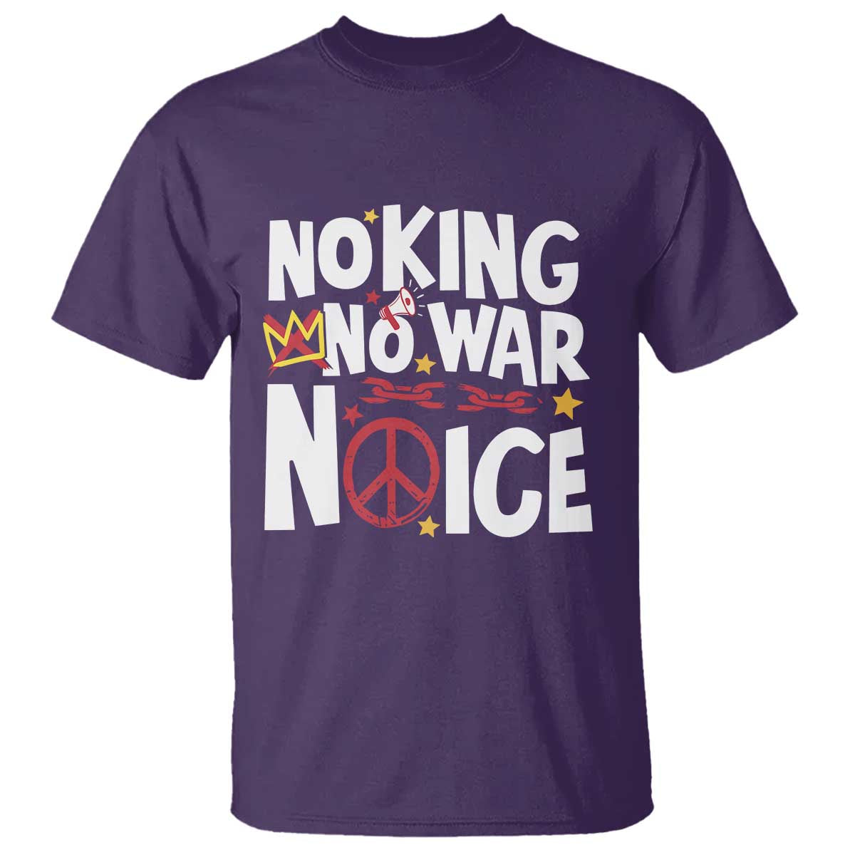 No Kings No Wars No Ice Bold Typography T Shirt Peace Symbol Anti War Activist Human Rights
