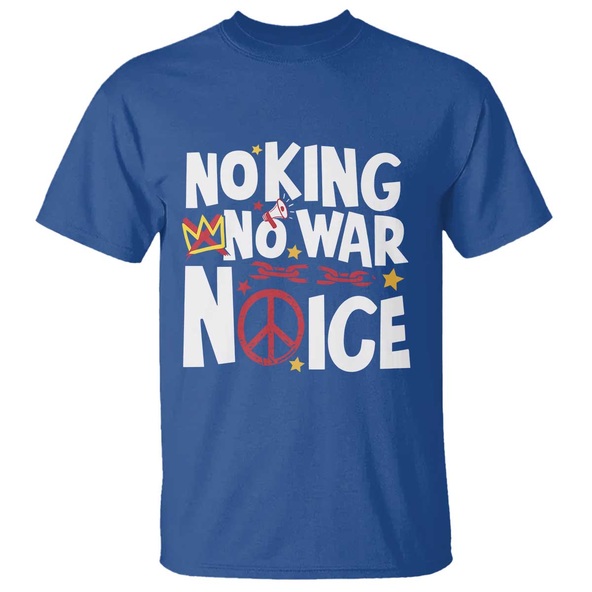 No Kings No Wars No Ice Bold Typography T Shirt Peace Symbol Anti War Activist Human Rights