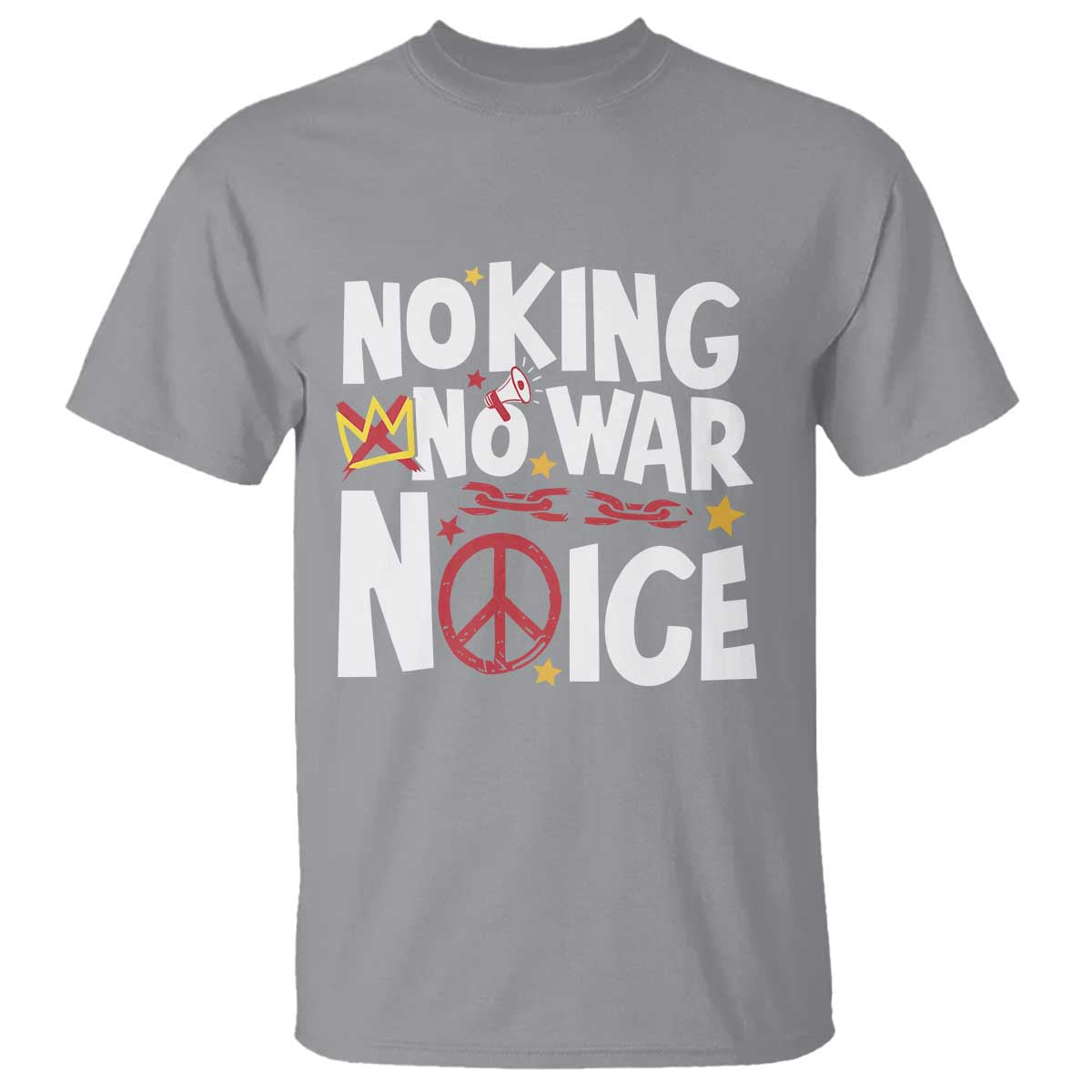 No Kings No Wars No Ice Bold Typography T Shirt Peace Symbol Anti War Activist Human Rights