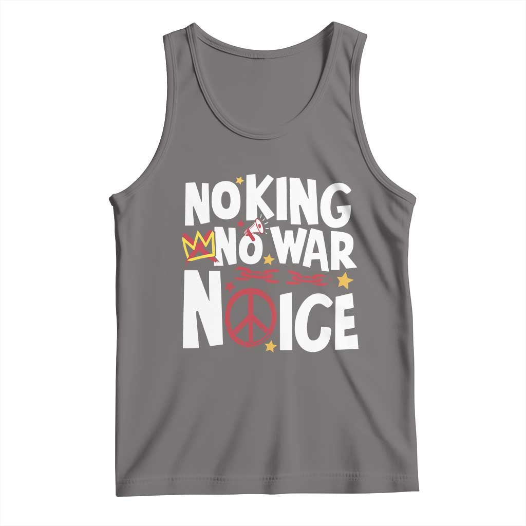 No Kings No Wars No Ice Bold Typography Tank Top Peace Symbol Anti War Activist Human Rights