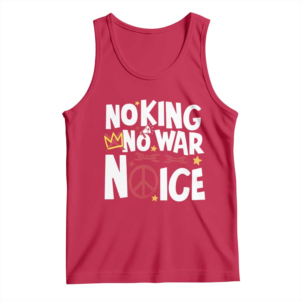 No Kings No Wars No Ice Bold Typography Tank Top Peace Symbol Anti War Activist Human Rights