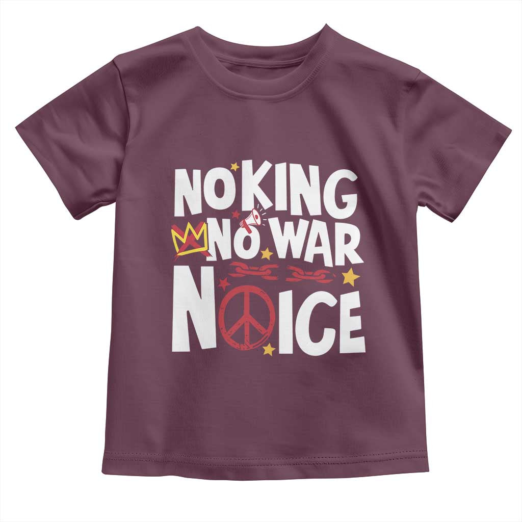 No Kings No Wars No Ice Bold Typography Toddler T Shirt Peace Symbol Anti War Activist Human Rights