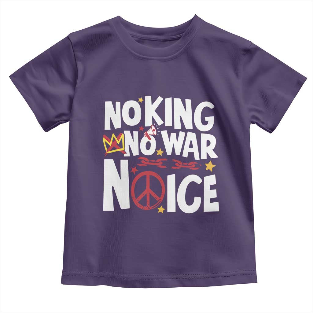 No Kings No Wars No Ice Bold Typography Toddler T Shirt Peace Symbol Anti War Activist Human Rights